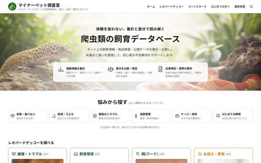 マイナーペット調査室のサイト