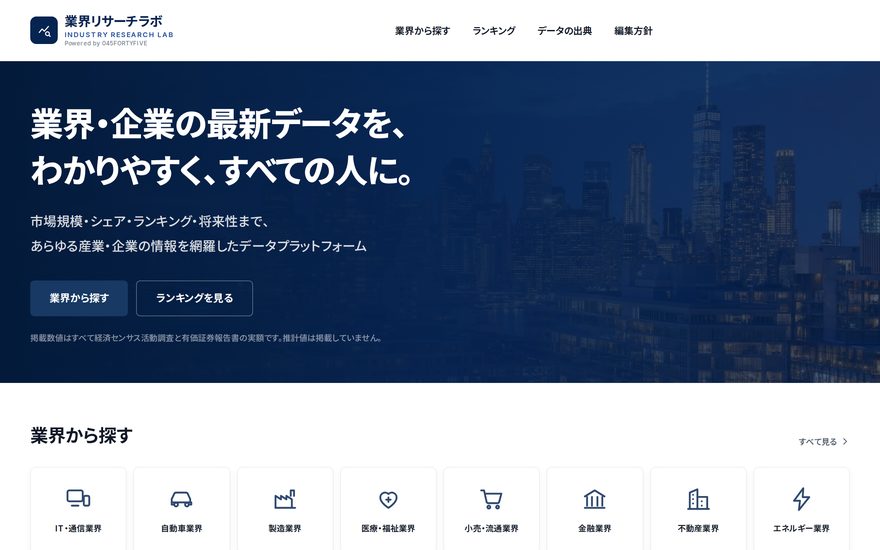 業界リサーチラボのサイト